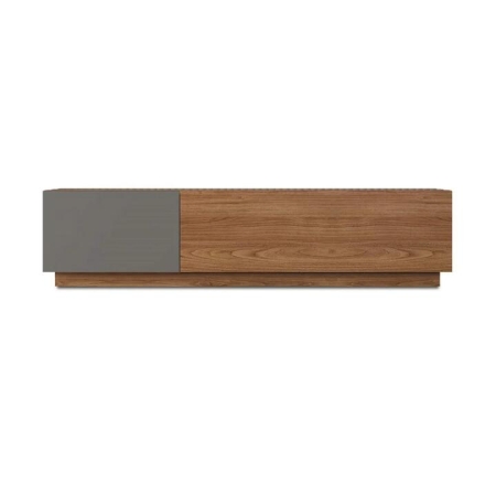 Design Square Zane Lowline Entertainment Unit TV Stand W/ 2-Doors 120cm - Walnut/Charcoal