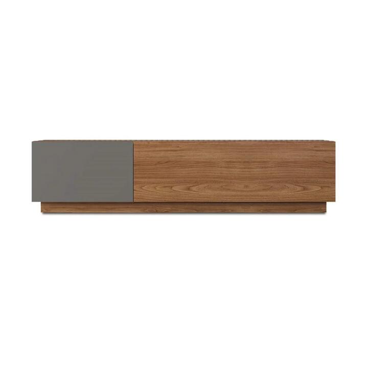Design Square Zane Lowline Entertainment Unit TV Stand W/ 2-Doors 120cm - Walnut/Charcoal