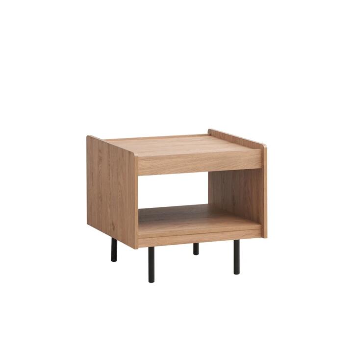 Design Square Tim Wooden Open Shelf Side End Lamp Table - Oak