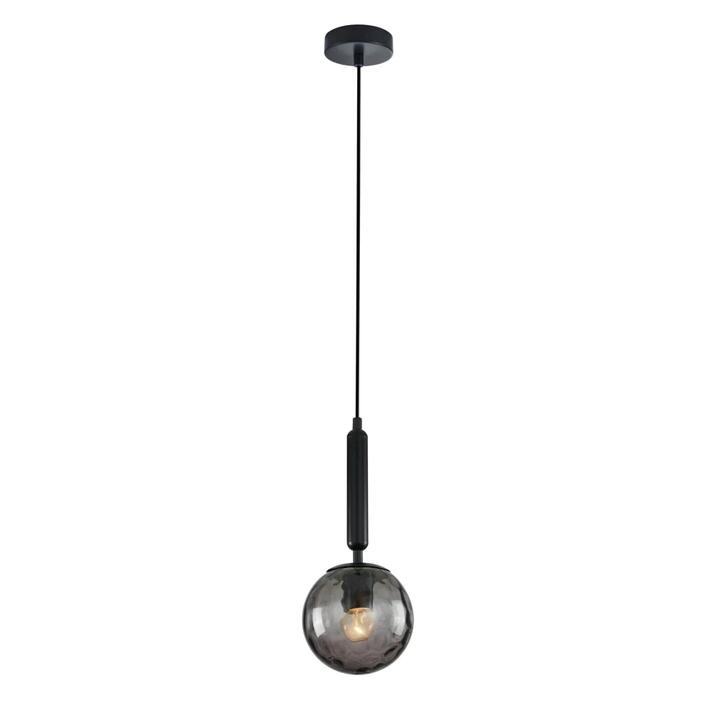 TRATTINO Pendant Lamp Light Interior ES 72W Black Smoke Spherical Glass Encl OD150 x H200mm