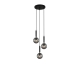 TRATTINO Pendant Lamp Light Interior ES 3X72W Black Smoke Spherical Glass Enclosed Round Base