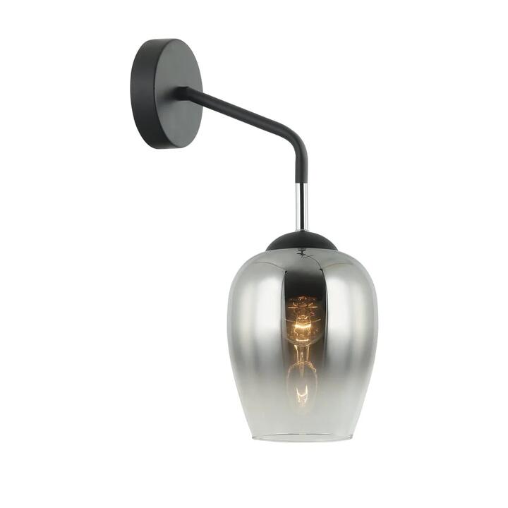VINUM Wall Light Interior Surface Mounted ES Chrome Glass with Black Iron Bracke