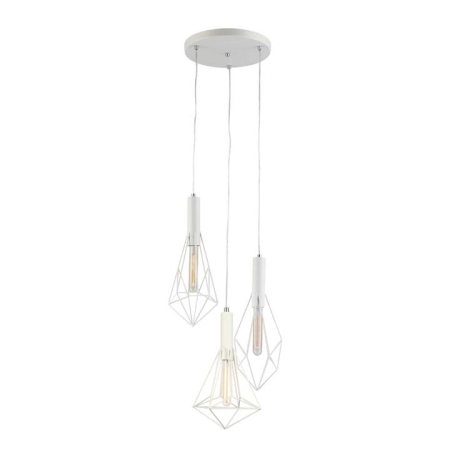 WHITEBAND Pendant Lamp Light Interior ESx3 White Diamond Cage x 3 with Round Matte Plate OD390mm