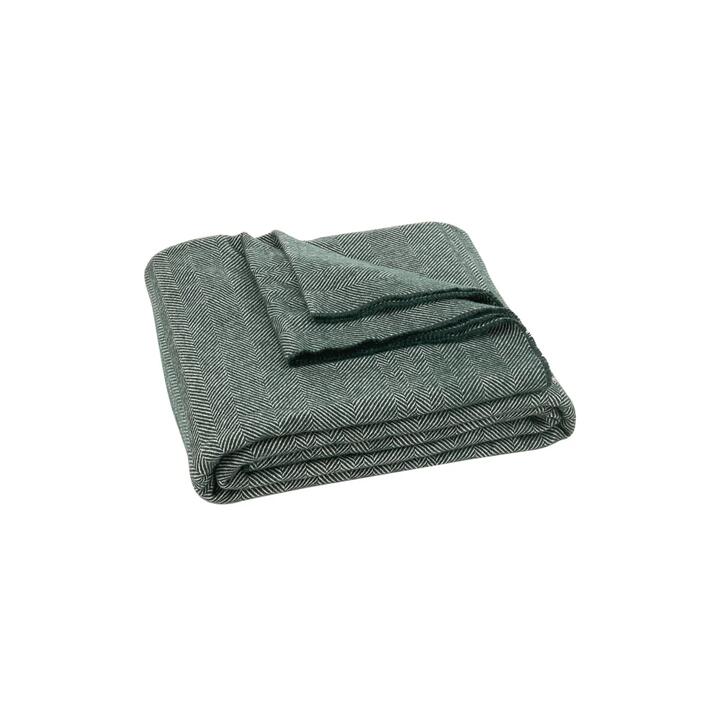 Trafalgar Herringbone Wool Blanket - Green