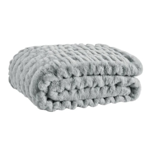 Trafalgar Rouched Faux Fur Blanket - Silver