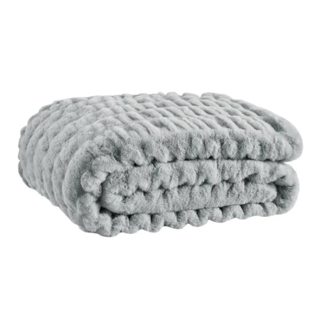 Trafalgar Rouched Faux Fur Blanket - Silver