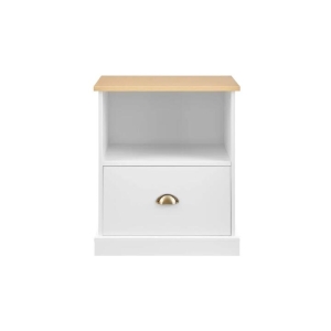 Hampton Bedside Nightstand Side Table - White/Natural - White