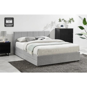 Theodore Storage Bed Frame with Drawers - Queen Grey - Queen