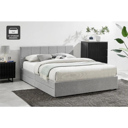 Theodore Storage Bed Frame with Drawers - Queen Grey - Queen