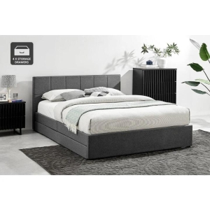 Theodore Storage Bed Frame with Drawers - Queen Charcoal - Queen