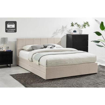 Theodore Storage Bed Frame with Drawers - Queen Beige - Queen