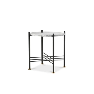 United Strangers Daddy O Round End Lamp Side Table - Italian Grey Marble