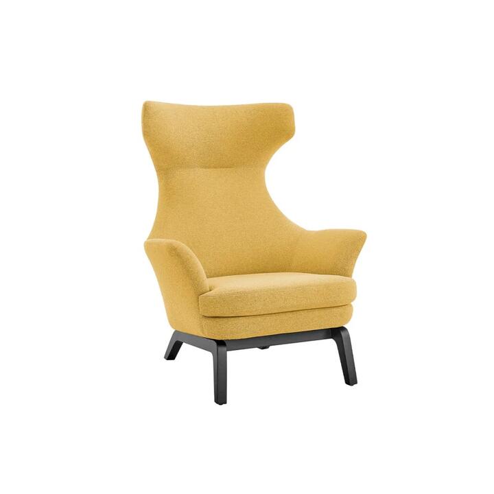 Tulip Tall High Back Fabric Relaxing Lounge Accent Armchair - Mustard - Yellow