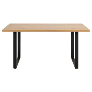 Winton Rectangular Wooden Kitchen Dining Table 160cm W/ Metal Legs - Natural