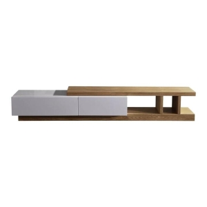 TV Cabinet with 2 Storage Drawers With High Glossy Assembled Entertainment Unit in White Ash colour