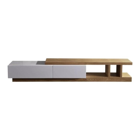 TV Cabinet with 2 Storage Drawers With High Glossy Assembled Entertainment Unit in White Ash colour