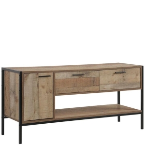 TV Cabinet with 2 Storage Drawers Cabinet Natural Wood Like Particle board Entertainment Unit in Oak colour