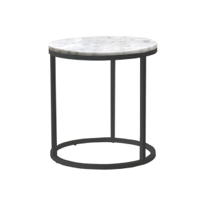 HomeStar Leonardo Natural Round Marble End Lamp Side Table - White/Black