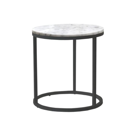 HomeStar Leonardo Natural Round Marble End Lamp Side Table - White/Black