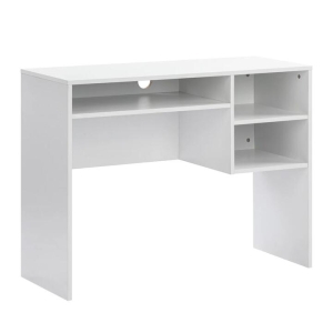 Design Square Walter Wooden Study Computer Working Task Office Desk Table 100cm W/ 3-Shelves White
