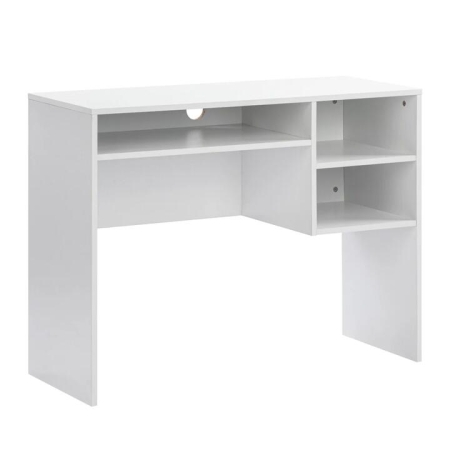 Design Square Walter Wooden Study Computer Working Task Office Desk Table 100cm W/ 3-Shelves White