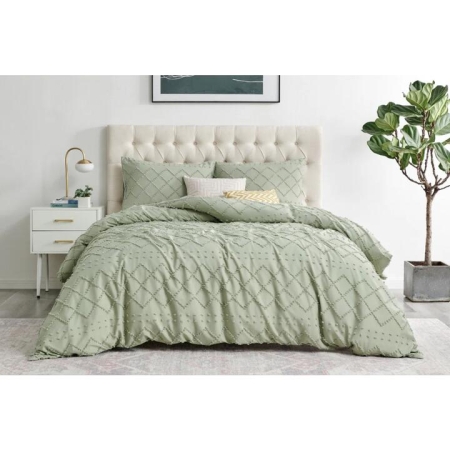 Tilly Tufted Quilt Cover Set Desert Sage - King