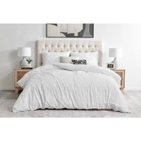 Tilly Tufted Quilt Cover Set White - Single
