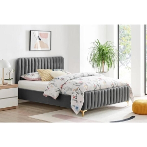 Victoria Fabric Velvet Bed Frame Grey - Queen