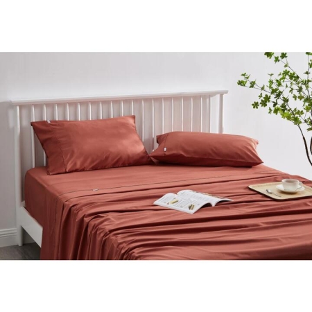 Trafalgar Brooklyn Bamboo Cotton Bed Sheet Set Rust Single - Single