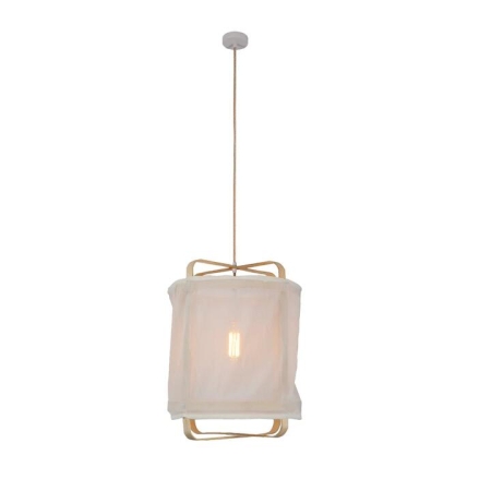 West Chiffon Fabric Bamboo Hanging Pendant Light Lamp Large