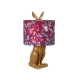 Yolan Rabbit Sitting Base Fabric Flower Shade Desk Table Light Lamp Gold/Red