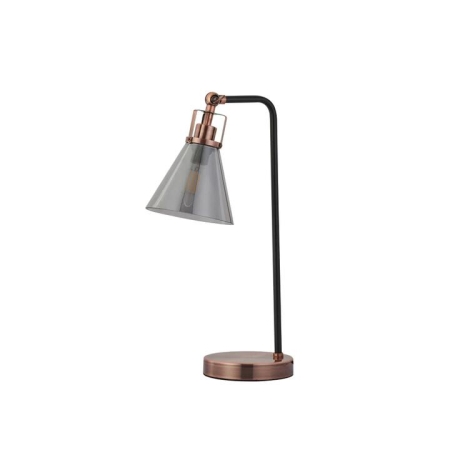 Willis Modern Glass Shade Metal Base Table Desk Light Lamp Antique Copper/Smoky