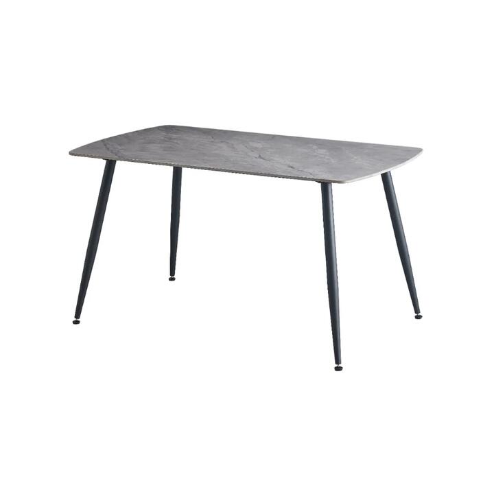 Design Square Modern Rectangular Faux Marble Ceramic Top Kitchen Dining Table 140cm Black