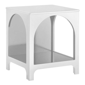 Design Square Wilkins Arched Cube End Lamp Side Table Open Shelf White
