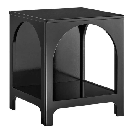 Design Square Wilkins Arched Cube End Lamp Side Table Open Shelf Black