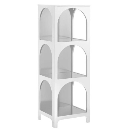 Design Square Wilkins Arched Cube 3-Levels Tall Bookcase Display Shelves White