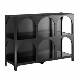 Design Square Wilkins Arched Cube 3 X 2 Levels Low Bookcase Display Shelves Black