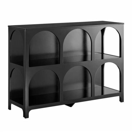 Design Square Wilkins Arched Cube 3 X 2 Levels Low Bookcase Display Shelves Black