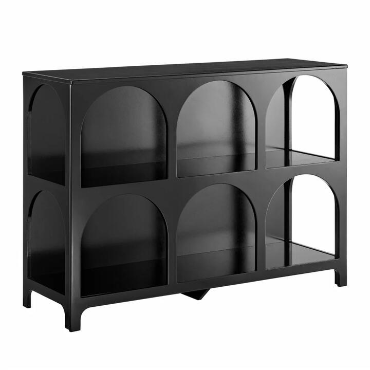 Design Square Wilkins Arched Cube 3 X 2 Levels Low Bookcase Display Shelves Black