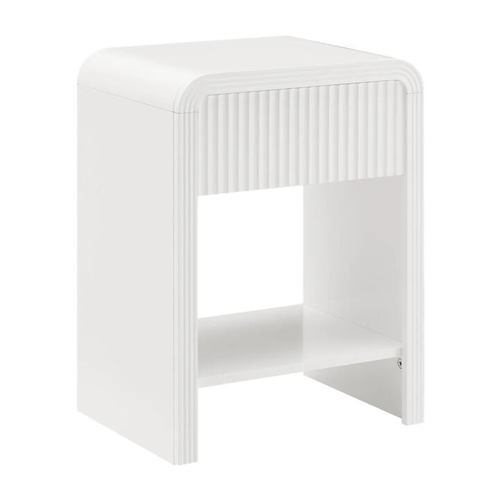 Design Square Tynan Open Shelf Nightstand Bedside Table 1-Drawer White