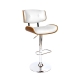 Wooden Gas Lift Bar Stool - White and Chrome