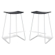 Set of 2 - Porter Nordberg Kitchen Counter Bar Stool 70m - White Frame - Black Veneer Seat