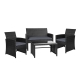 Set of 4 Outdoor Wicker Chairs & Table - Black