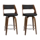 Set of 2 Wooden Bar Stools PU Leather - Black and Wood