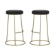 HomeStar Set of 2 Xyla Velvet Kitchen Bar Stool - Gold Metal Frame - Black