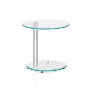 Side Coffee Table Bedside Furniture Oval Tempered Glass Top 2 Tier