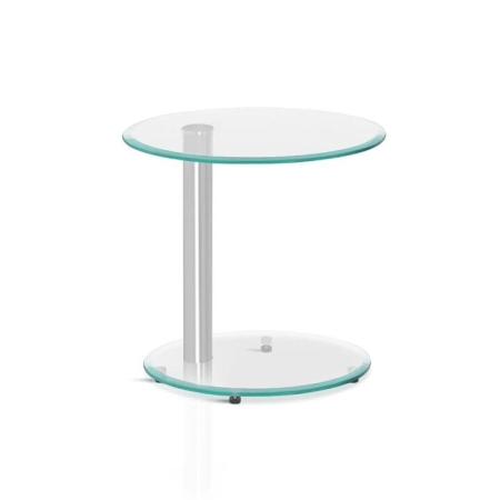 Side Coffee Table Bedside Furniture Oval Tempered Glass Top 2 Tier