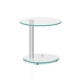Side Coffee Table Bedside Furniture Oval Tempered Glass Top 2 Tier