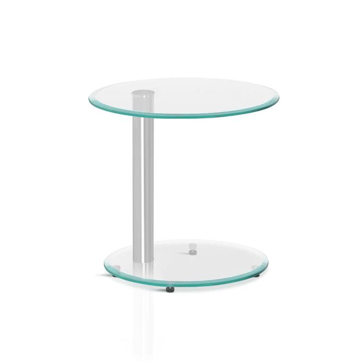 Side Coffee Table Bedside Furniture Oval Tempered Glass Top 2 Tier