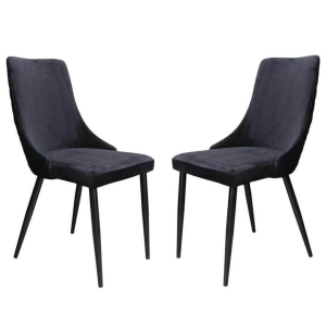 Raimon Furniture Set of 2 Vale Velvet Fabric Kitchen Dining Side Chair Metal Frame - Black